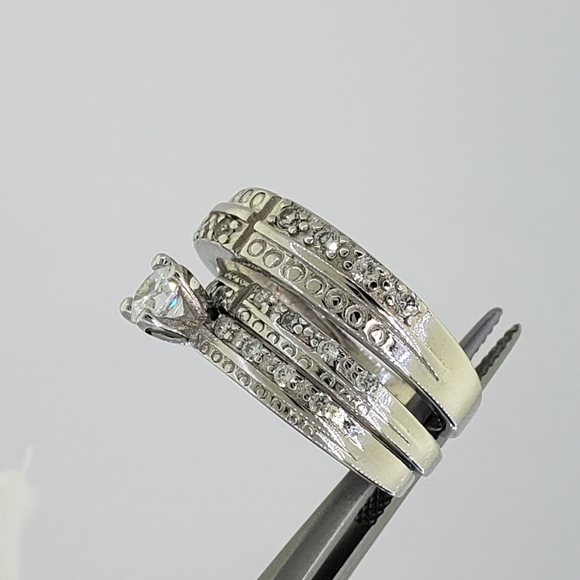 His & Hers 925 Sterling Silver Wedding Set With CZ - Picture 8 of 8